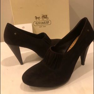 Coach brown suede high heel shoes